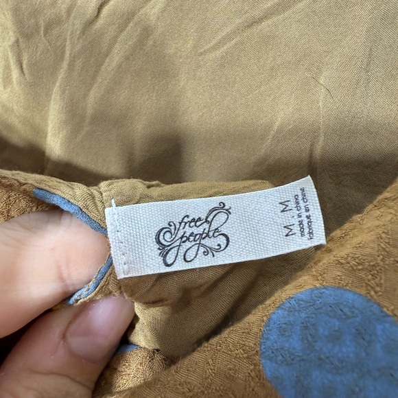 Free People Mustard and Blue Dress Size Medium - Picture 3 of 5